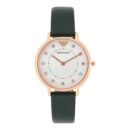Emporio Armani Mother of Pearl Dial Green Leather Strap Watch For Women - AR11150